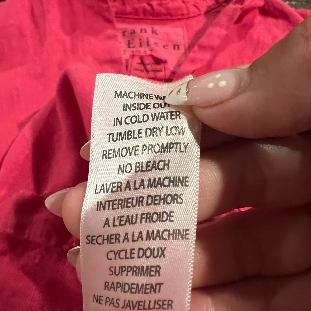 Frank & Eileen Women's XS "Eileen" Hot Pink 100% Linen Relaxed Button Down Hi Lo - Picture 6 of 6